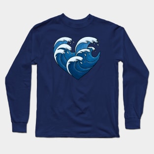 Waves Heart Long Sleeve T-Shirt